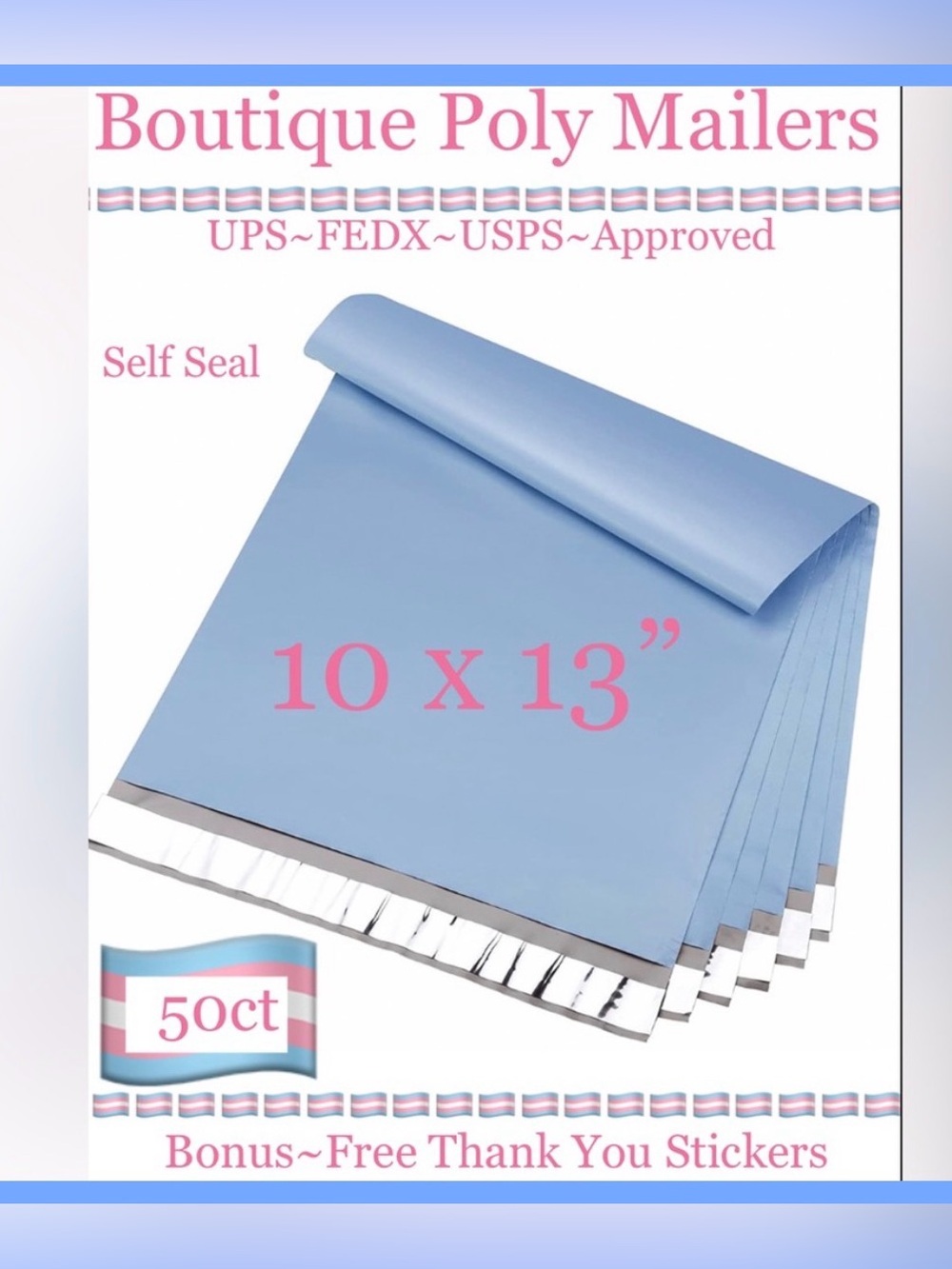 50ct 10x13’ Designer PolyMailers ~BONUS⭐️ 50ct Free Thank You Stickers 🌀🆕🌀